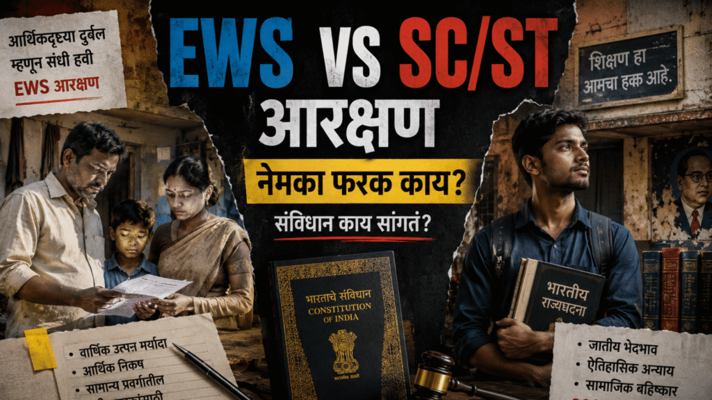 EWS vs SC ST reservation Marathi, EWS category rules Marathi, Maratha reservation and EWS, EWS SC ST difference, आरक्षण म्हणजे काय, 103rd Amendment, Supreme Court judgement EWS