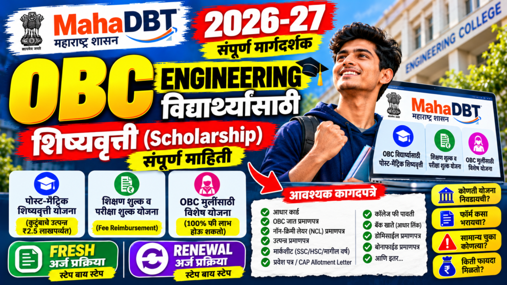 MahaDBT OBC Scholarship Engineering