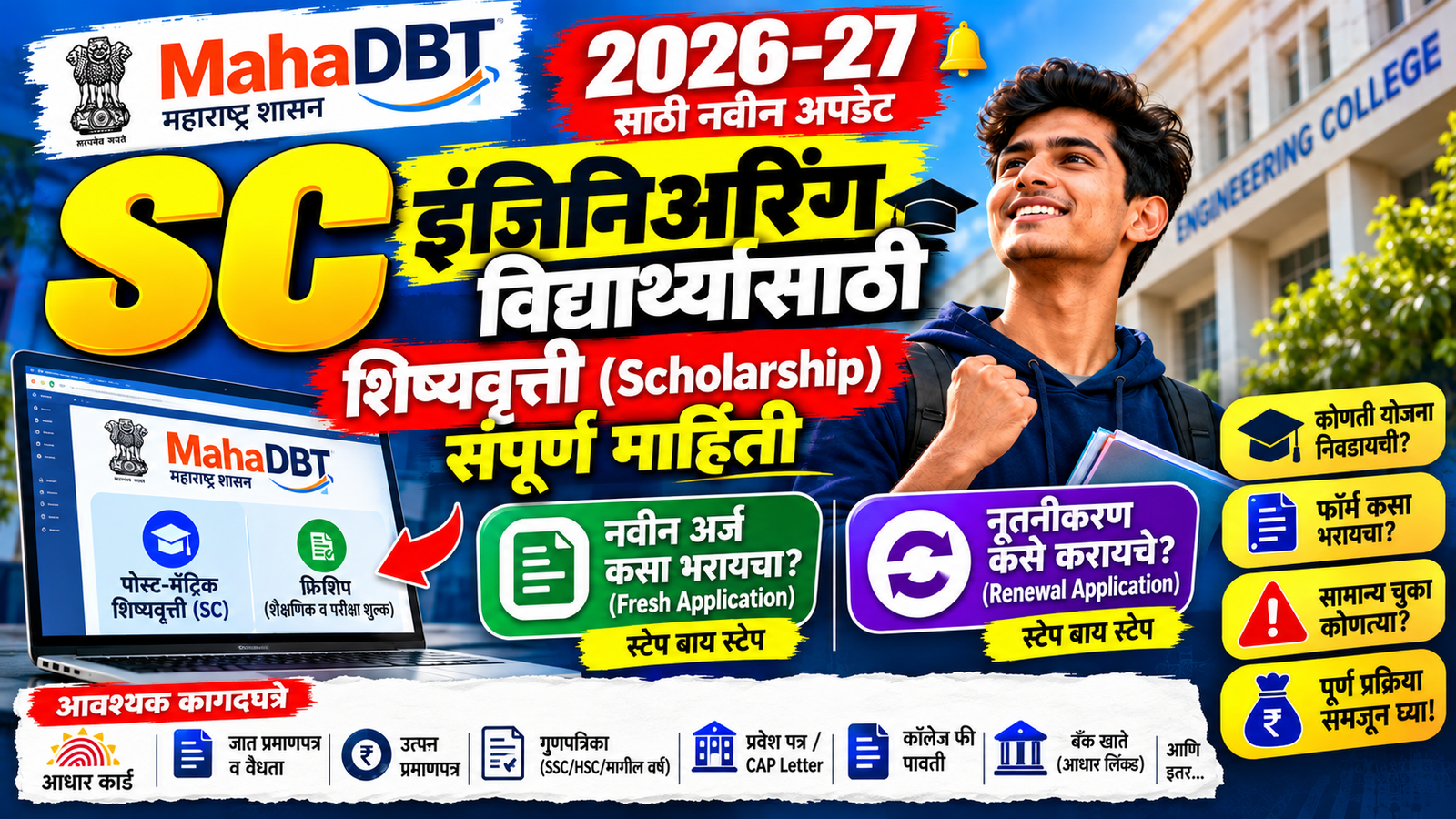 MahaDBT SC Scholarship Engineering 2026-27 in Marathi